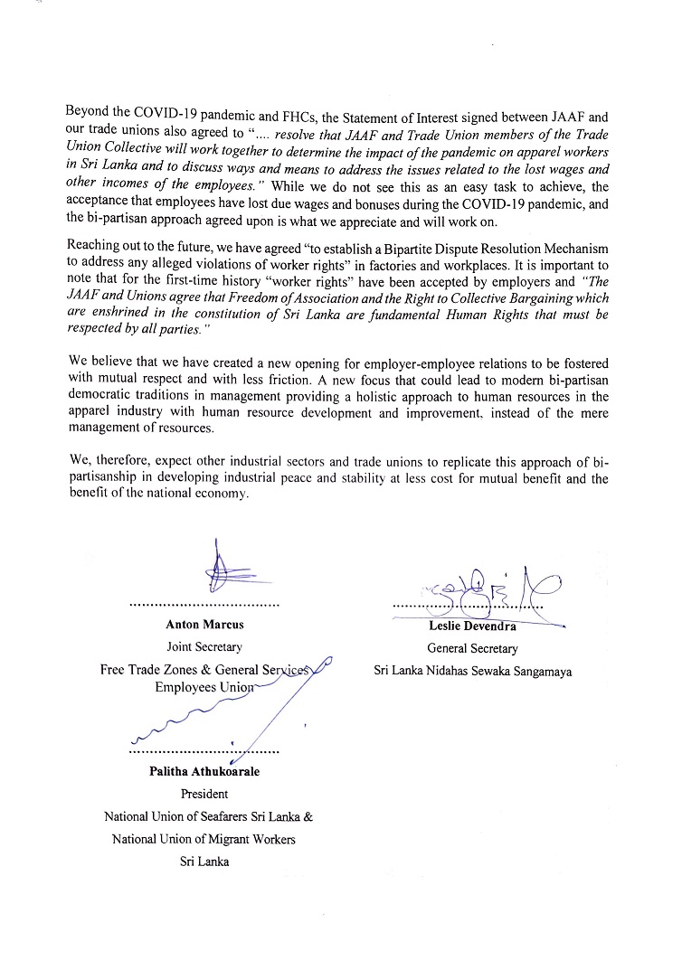 Joint statement on MOU with JAAF Page 2