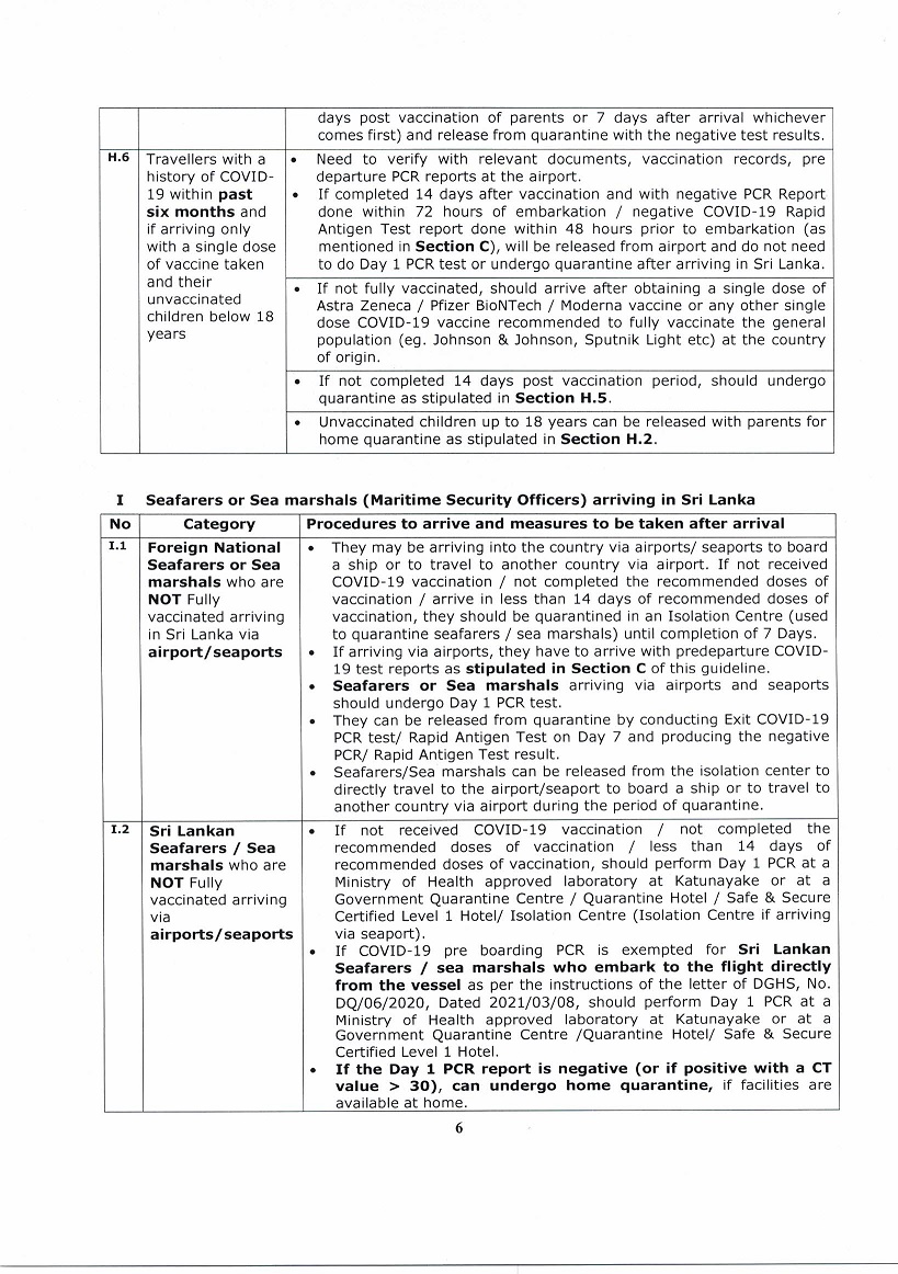 Quarantine measures for travellers arriving from overseas during the pandemic of COVID 19 Page 06